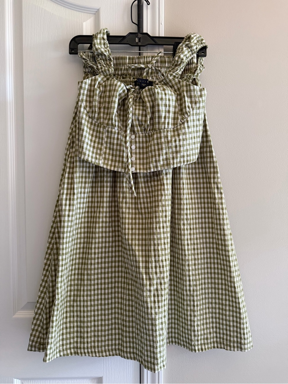 Tulle Olive Gingham A-Line Midi Skirt - Picture 1 of 3